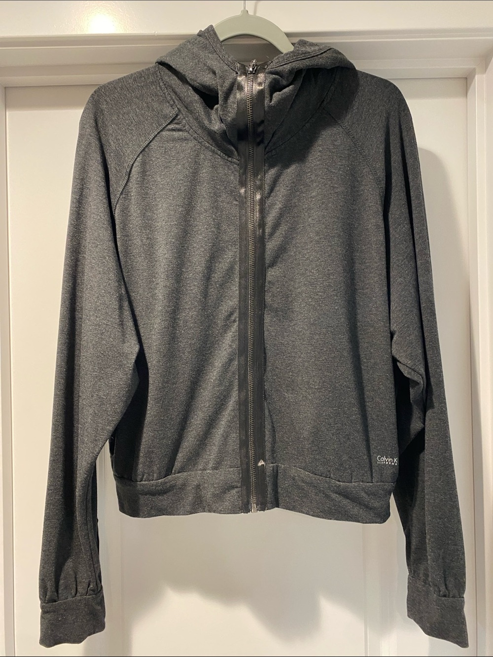 Calvin Klein Performance Women's Charcoal Hooded Zip Windbreaker